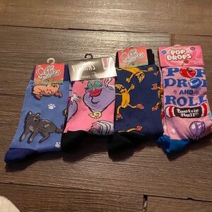 Disney Cartoon Character Socks Set - Blue, Pink, Black